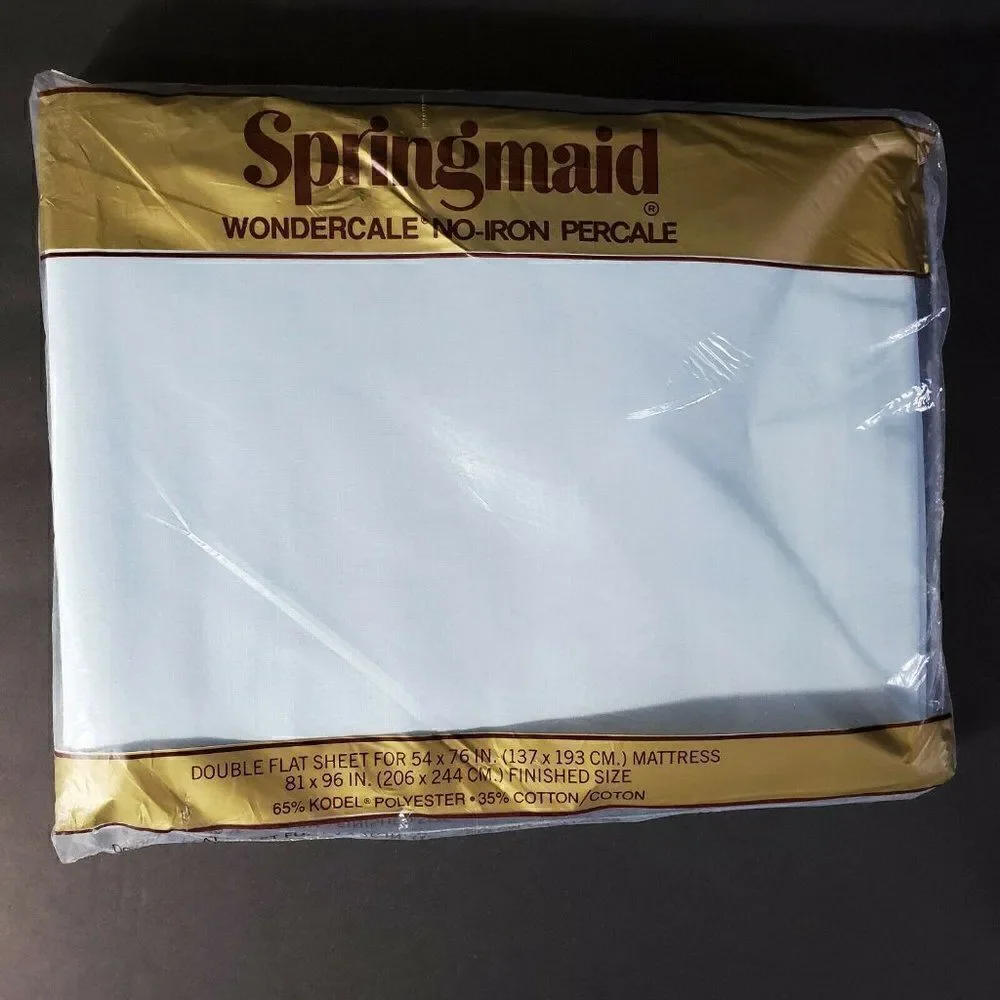 2 Vtg Springmaid Double Full Flat Sheets Lt Blue‎
